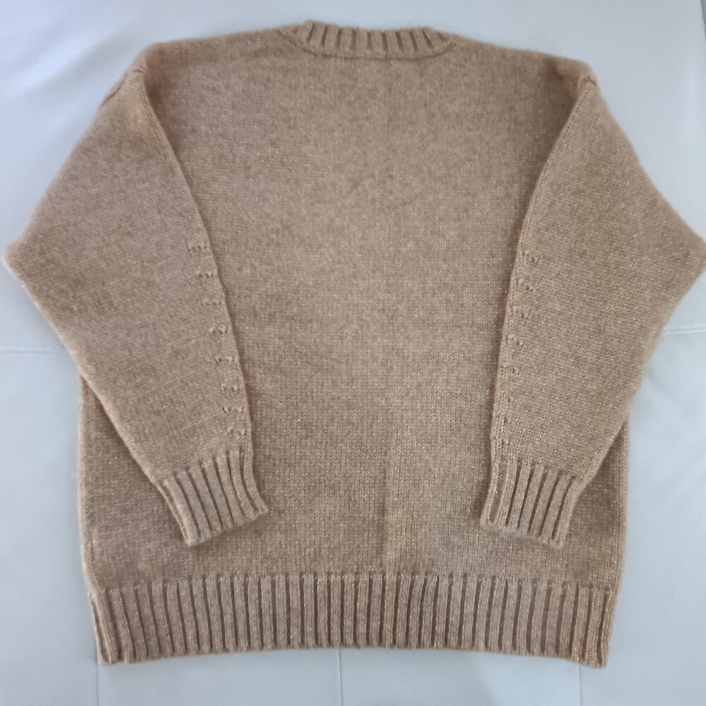 Lauren Ralph Lauren Tan Glimmer Metallic Sweater NWoT - Picture 2 of 5